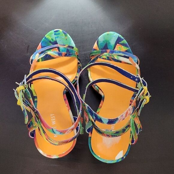 NINE WEST MULTI-COLOR STRAPPY STILETTOS HIGH HEEL SANDAL - Picture 10 of 14